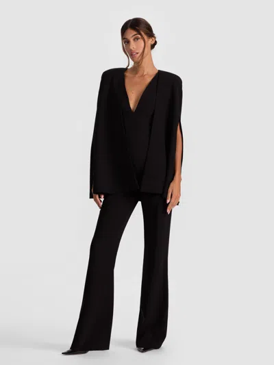 Alice And Olivia Nova Cape Jumpsuit In Black