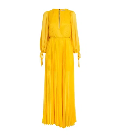 Alice And Olivia Nya Pleated Maxi Dress In Yellow
