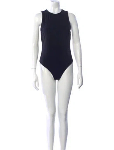 Pre-owned Alice And Olivia Nylon Crew Neck Bodysuit In Blue