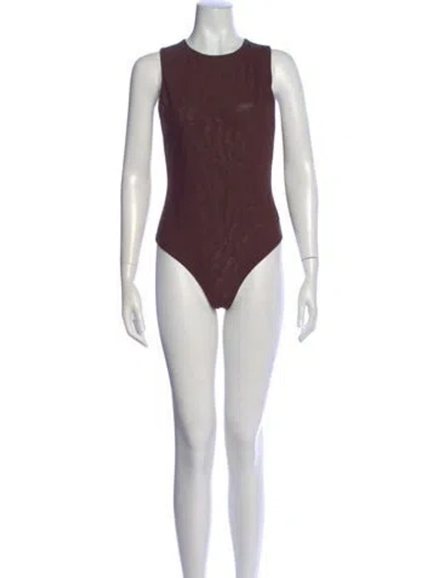 Pre-owned Alice And Olivia Nylon Crew Neck Bodysuit In Brown
