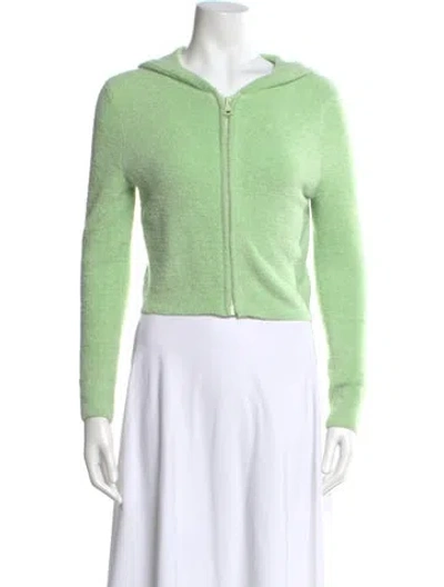 Pre-owned Alice And Olivia Nylon Crew Neck Hoodie In Green