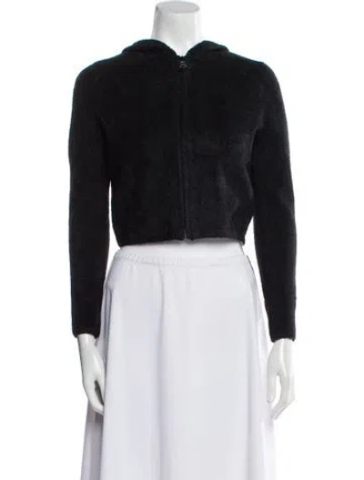 Pre-owned Alice And Olivia Nylon Faux Fur Jacket In Black