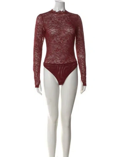 Pre-owned Alice And Olivia Nylon Lace Pattern Bodysuit In Multi
