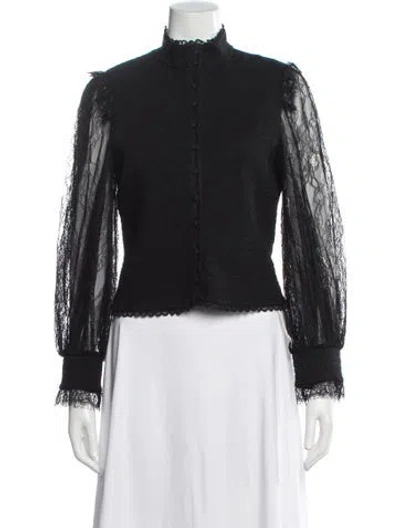 Pre-owned Alice And Olivia Nylon Long Sleeve Blouse In Black