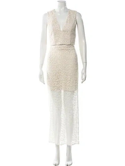 Pre-owned Alice And Olivia Nylon Mesh Accents Skirt Set In Neutral