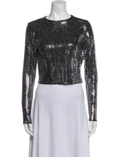 Pre-owned Alice And Olivia Nylon Patterned Crop Top W/ Tags In Silver