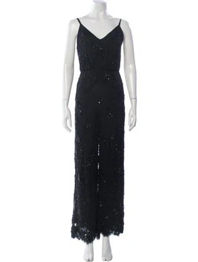 Pre-owned Alice And Olivia Nylon Patterned Jumpsuit In Black