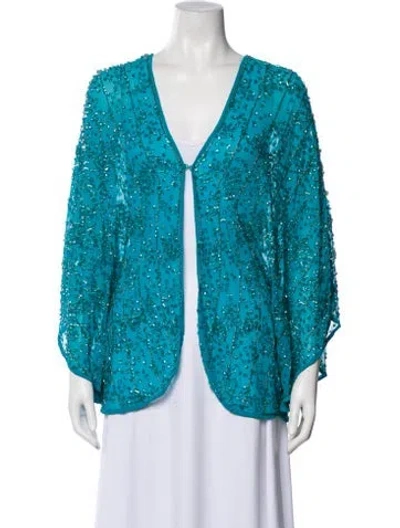 Pre-owned Alice And Olivia Nylon Printed Evening Jacket In Blue
