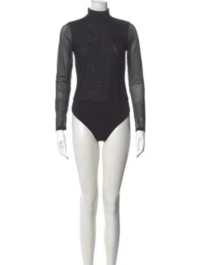 Pre-owned Alice And Olivia Nylon Turtleneck Bodysuit In Black