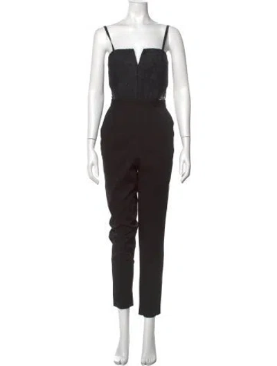 Pre-owned Alice And Olivia Nylon V-neck Jumpsuit In Black