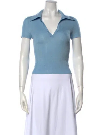 Pre-owned Alice And Olivia Nylon V-neck Polo In Blue