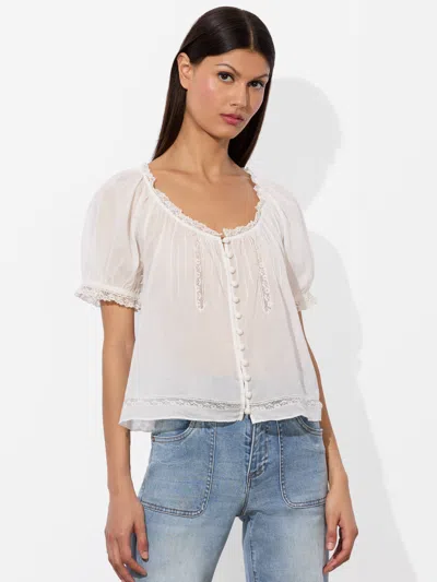 Alice And Olivia Odette Pintuck Blouse In White
