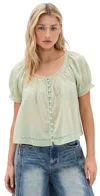 Alice And Olivia Odette Puff Sleeve Pintuck Blouse Green Tea