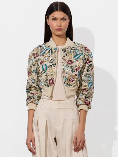Alice And Olivia Odie Embellished Bomber In Neutral