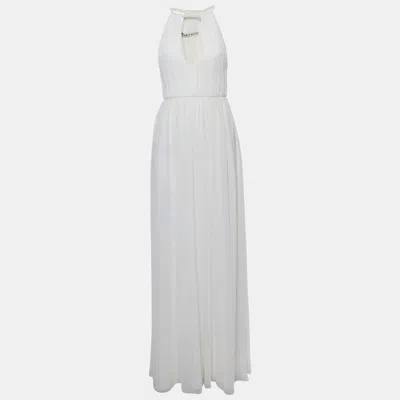 Alice And Olivia Off White Plisse Chiffon Naomi Maxi Dress
