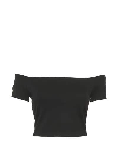 Pre-owned Alice And Olivia Off-shoulder Jersey Top In Black