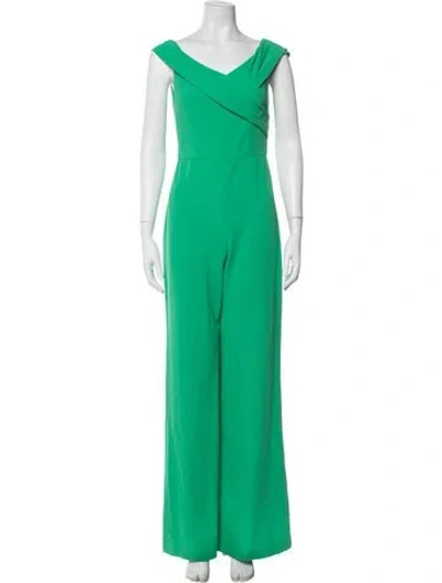 Pre-owned Alice And Olivia Off-the-shoulder Jumpsuit In Green