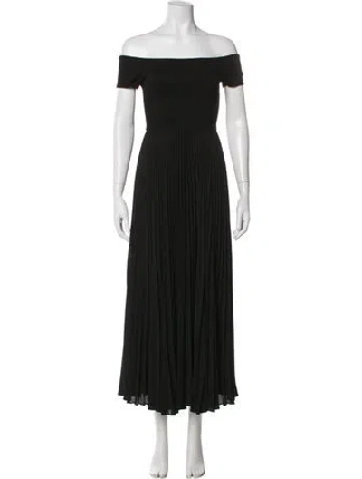 Pre-owned Alice And Olivia Off-the-shoulder Long Dress In Gray