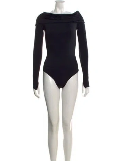 Pre-owned Alice And Olivia Off-the-shoulder Long Sleeve Bodysuit W/ Tags In Black