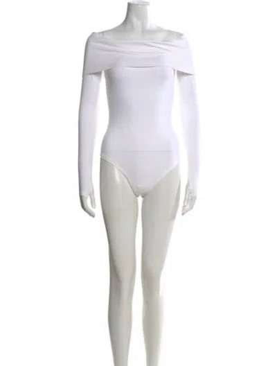 Pre-owned Alice And Olivia Off-the-shoulder Long Sleeve Bodysuit W/ Tags In Gray