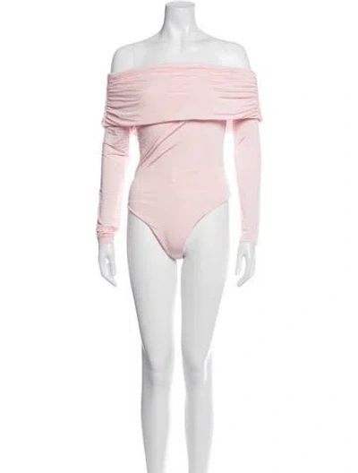 Pre-owned Alice And Olivia Off-the-shoulder Long Sleeve Bodysuit W/ Tags In Pink