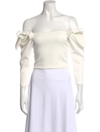 Pre-owned Alice And Olivia Off-the-shoulder Long Sleeve Top W/ Tags In Neutral