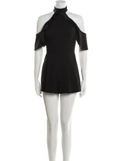 Pre-owned Alice And Olivia Off-the-shoulder Romper In Black
