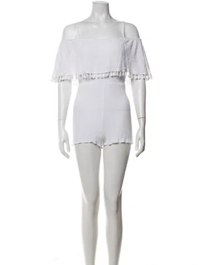 Pre-owned Alice And Olivia Off-the-shoulder Romper In White