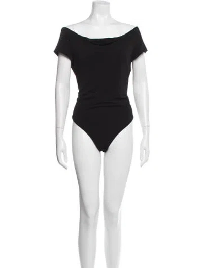 Pre-owned Alice And Olivia Off-the-shoulder Short Sleeve Bodysuit In Blue