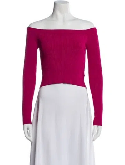 Pre-owned Alice And Olivia Off-the-shoulder Sweater In Pink