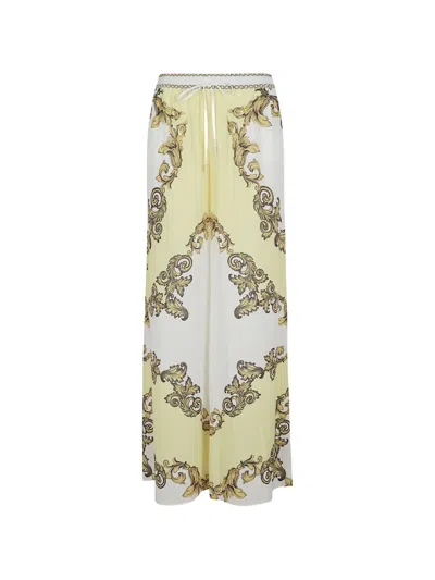 Alice And Olivia Ojai Baroque-print Drawstring Palazzo Pants In Multi