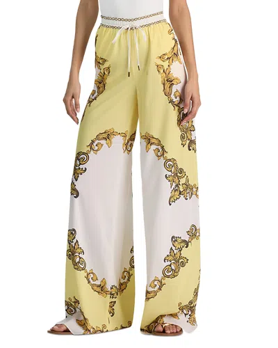 Alice And Olivia Ojai Baroque-print Drawstring Palazzo Pants In Multi