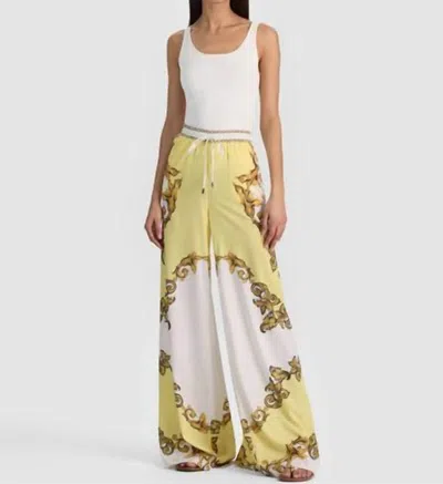 Alice And Olivia Ojai Baroque-print Drawstring Palazzo Pants In Multi