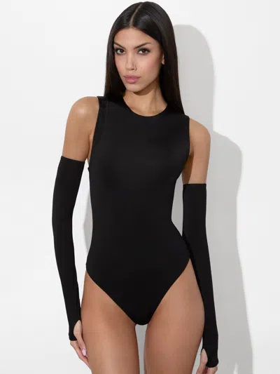 Alice And Olivia Olea Sculpting Bodysuit In Black