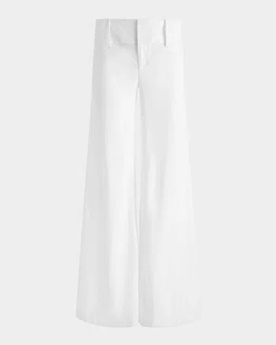 Alice And Olivia Olivia Linen Wide-leg Pants In Off White