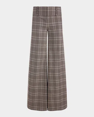 ALICE AND OLIVIA OLIVIA PLAID LOW-RISE WIDE-LEG PANTS