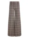 Alice And Olivia Olivia Plaid Low-rise Wide-leg Pants In Brown