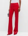 Alice And Olivia Vegan Leather Bootcut Pant In Perfect Ruby In Bright Ruby