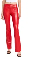 Alice And Olivia Vegan Leather Bootcut Pant In Perfect Ruby In Bright Ruby