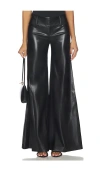 Alice And Olivia Olivia Vegan Leather Wide Leg Flare Pant In Black