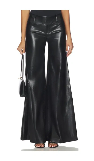 ALICE AND OLIVIA OLIVIA VEGAN LEATHER WIDE LEG FLARE PANT