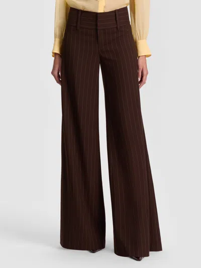 Alice And Olivia Olivia Wide Leg Pant In Brown