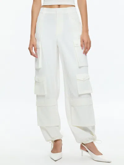 Alice And Olivia Olympia High Rise Ankle Tie Cargo Trousers In White