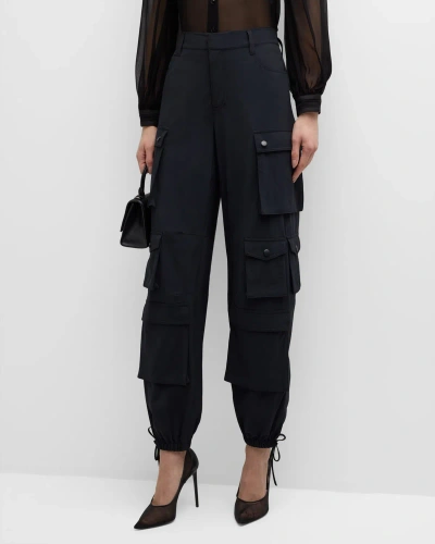 Alice And Olivia Olympia Mr. Baggy Cargo Trousers In Black