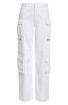 Alice And Olivia Baggy Cargo Wide Leg Jeans In White In White
