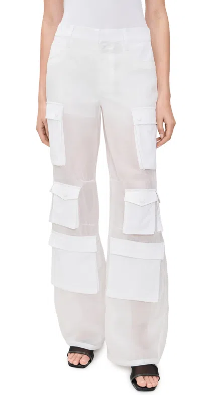 Alice And Olivia Olympia Sheer Combo Cargo Pants Off White