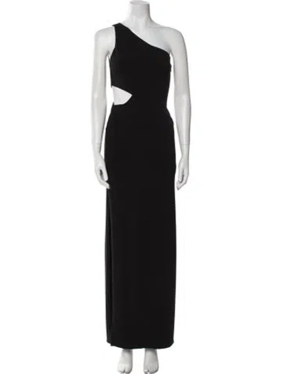 Pre-owned Alice And Olivia One-shoulder Long Dress In Black