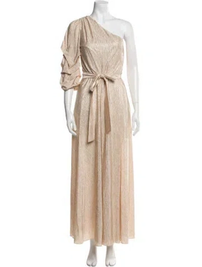 Pre-owned Alice And Olivia One-shoulder Long Dress In Brown