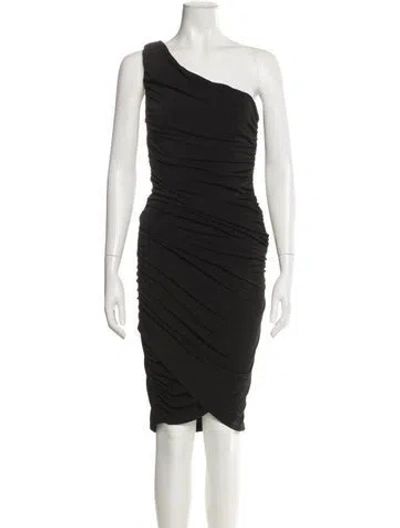 Pre-owned Alice And Olivia One-shoulder Midi Length Dress W/ Tags In Black