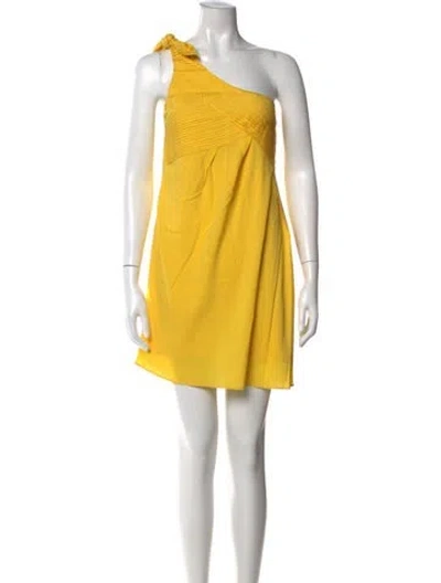 Pre-owned Alice And Olivia One-shoulder Mini Dress In Yellow